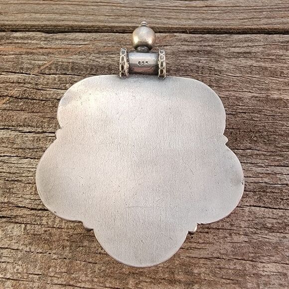 Vintage Sterling Large Boho Tribal Bird Repousee Statement Pendant - Picture 6 of 10